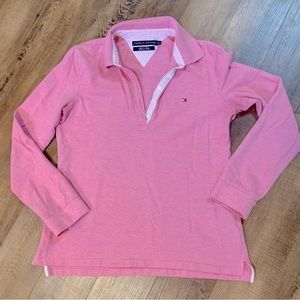 TOMMY Hilfiger Women’s Long Sleeve Collared Shirt Y2K Pink Size Large